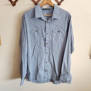 Travis Mathew Golf Long Sleeve Button Up Down Blue Cotton Blend XL